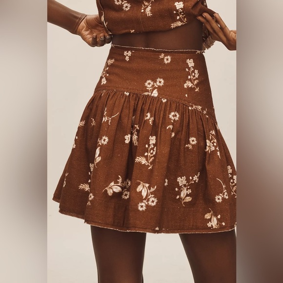 NWT! By Anthropologie Basque-Waist Linen Mini Skirt & Matching Top 🟢 - Picture 4 of 9